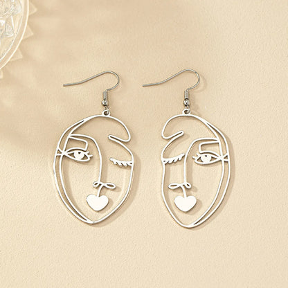 1 Pair Retro Commute Human Face Plating Alloy Gold Plated Drop Earrings