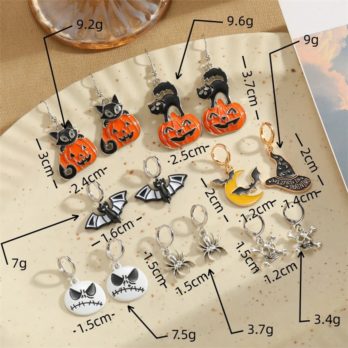 1 Pair Retro Commute Pumpkin Asymmetrical Enamel Alloy Drop Earrings