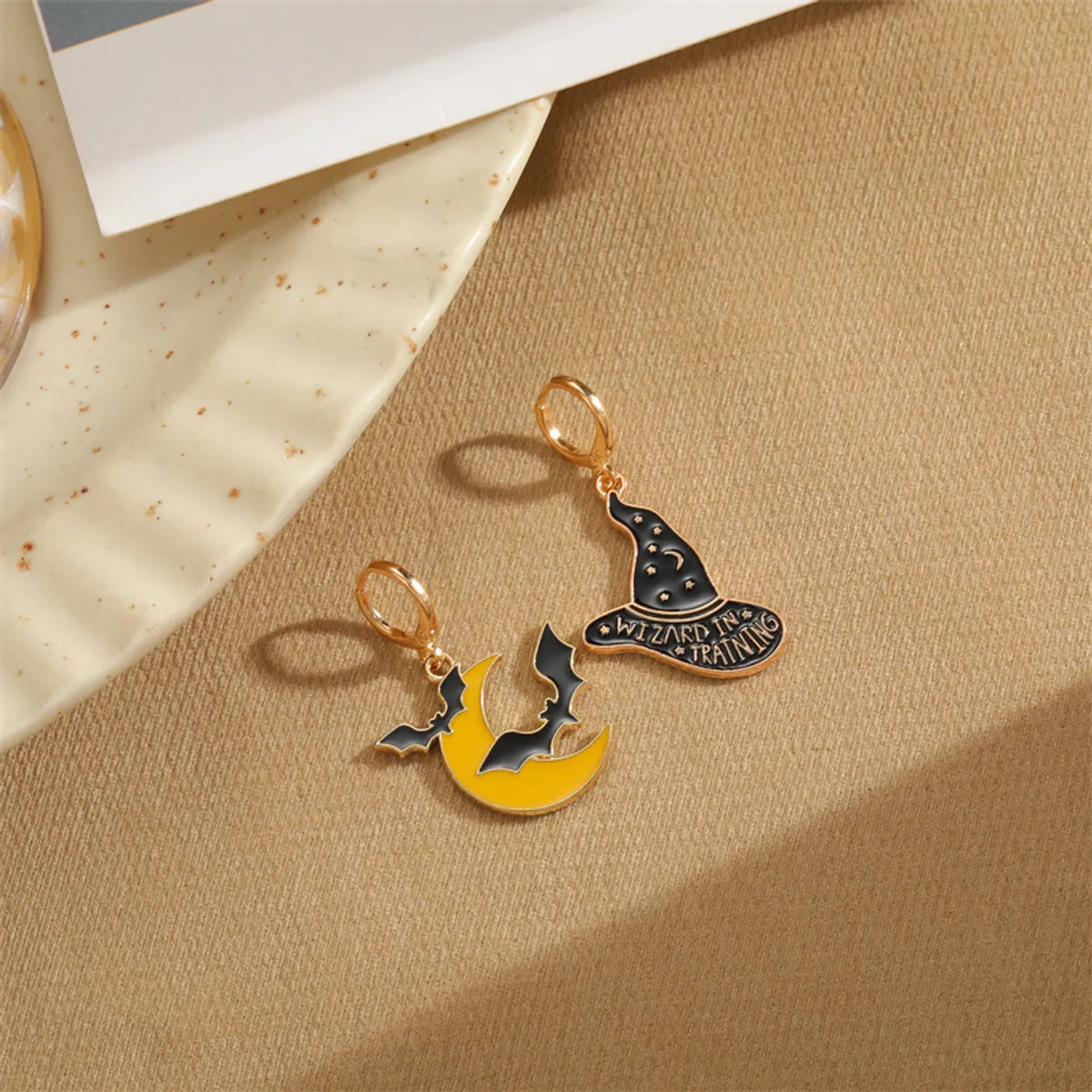 1 Pair Retro Commute Pumpkin Asymmetrical Enamel Alloy Drop Earrings