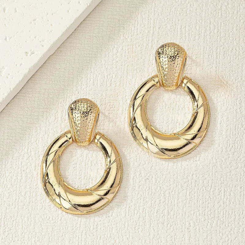 1 Pair Retro Commute Round Plating Alloy Drop Earrings