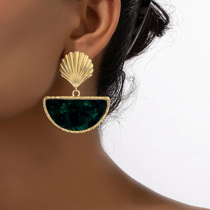 1 Pair Retro Commute Sector Plating Alloy Drop Earrings