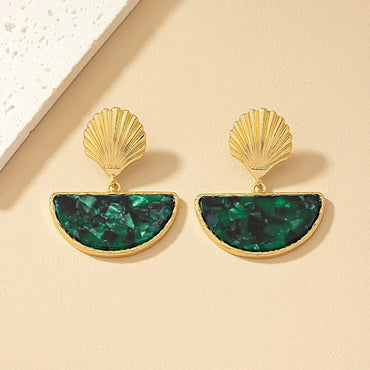 1 Pair Retro Commute Sector Plating Alloy Drop Earrings