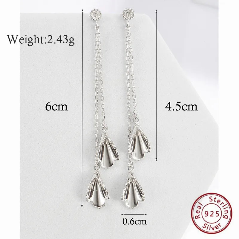 1 Pair Retro Commute Solid Color Plating Inlay Sterling Silver Zircon White Gold Plated Rhodium Plated Drop Earrings