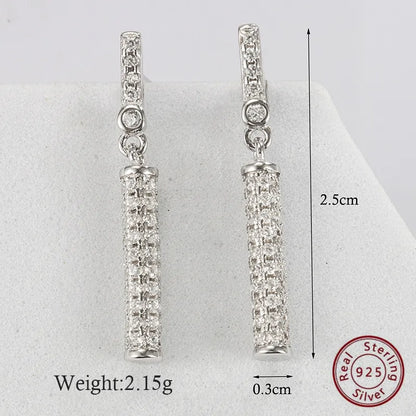 1 Pair Retro Commute Solid Color Plating Inlay Sterling Silver Zircon White Gold Plated Rhodium Plated Drop Earrings