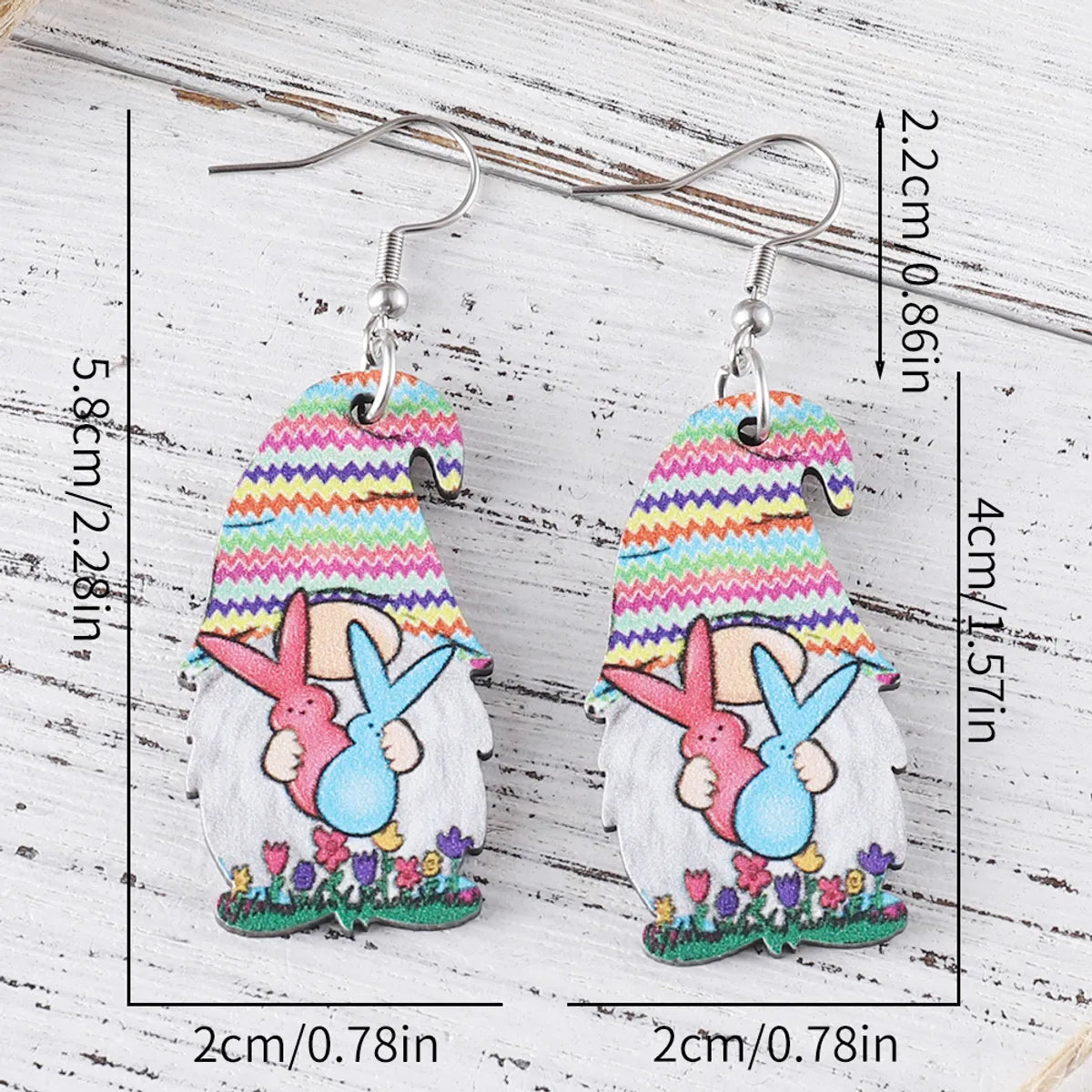 1 Pair Retro Cross Heart Shape Duck Wood Drop Earrings