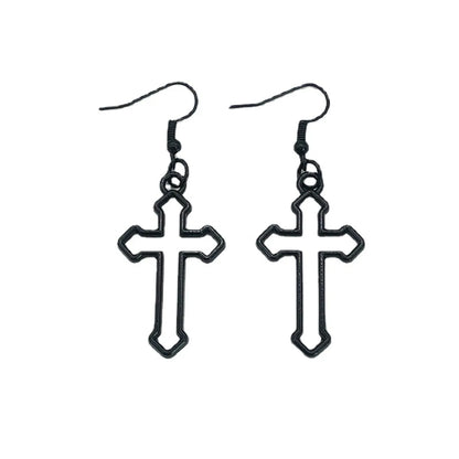 1 Pair Retro Cross Metal Drop Earrings