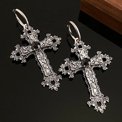 1 Pair Retro Cross Plating Inlay Alloy Rhinestones Drop Earrings