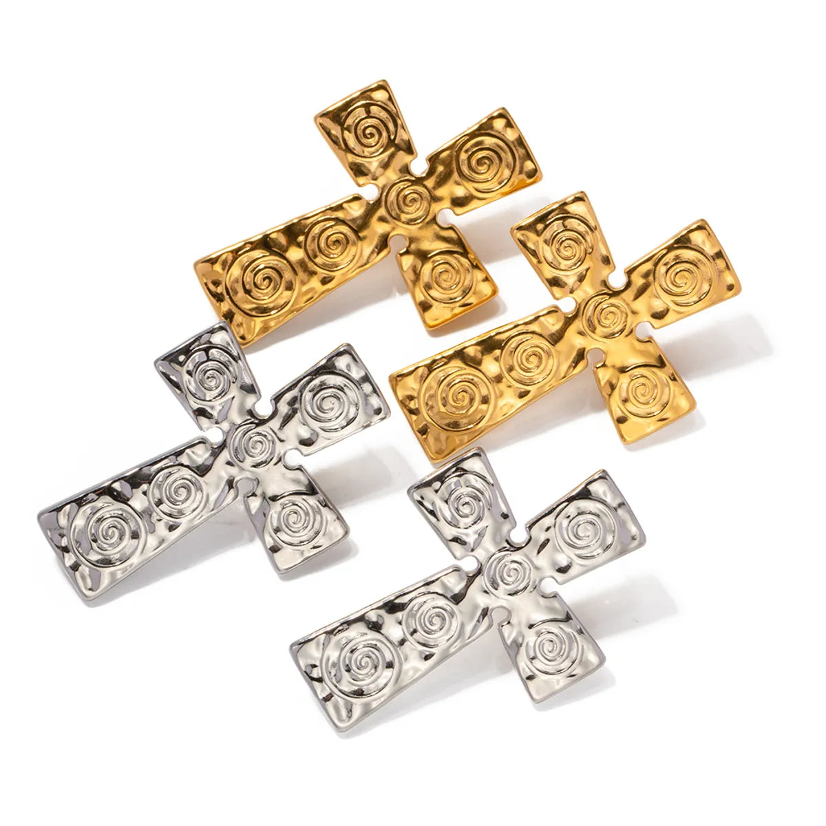 1 Pair Retro Cross Plating Stainless Steel 18k Gold Plated Ear Studs