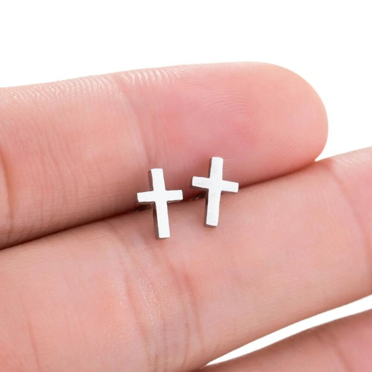 1 Pair Retro Cross Stainless Steel Plating Ear Studs