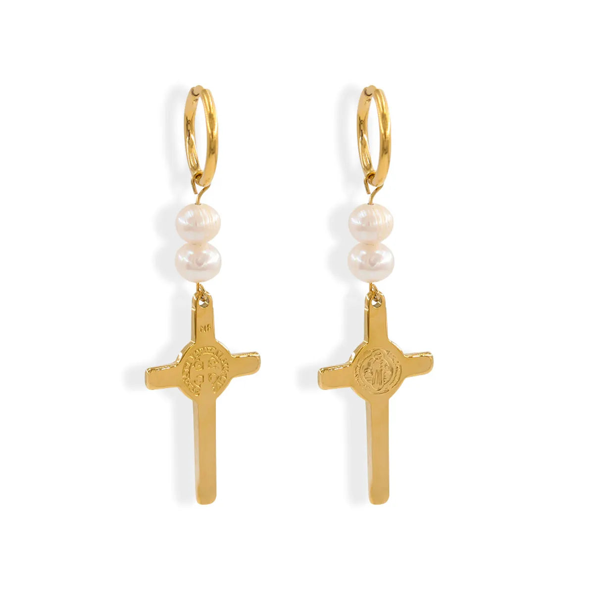 1 Pair Retro Cross Stainless Steel Plating Earrings