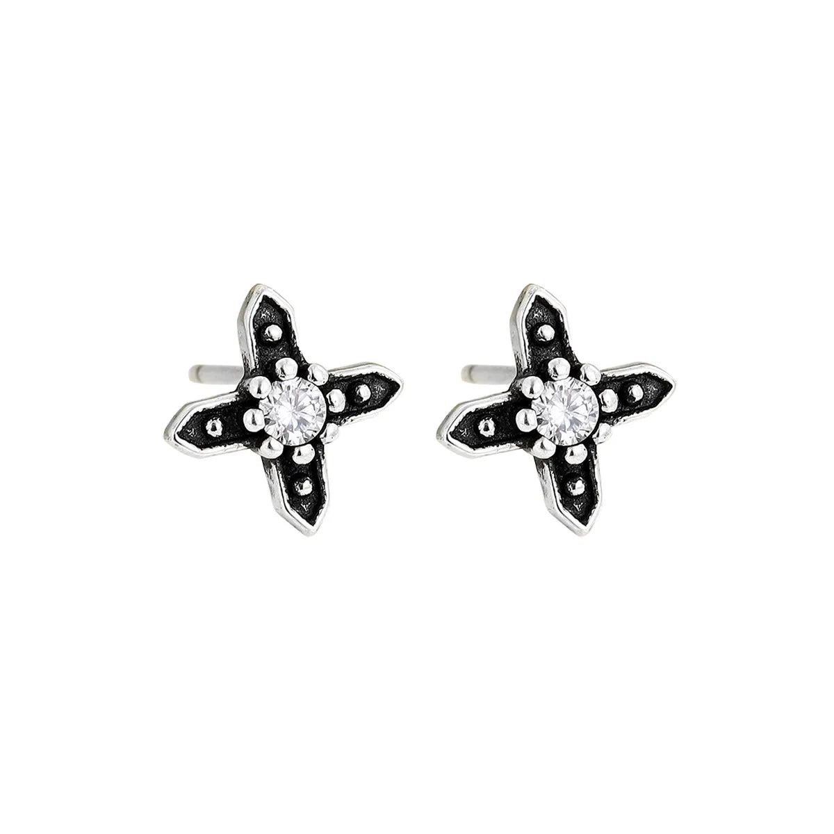 1 Pair Retro Cross Sterling Silver Ear Studs