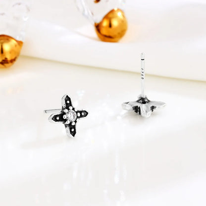 1 Pair Retro Cross Sterling Silver Ear Studs