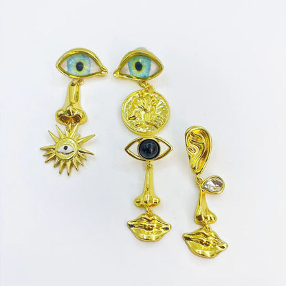 1 Pair Retro Devil'S Eye Alloy Drop Earrings