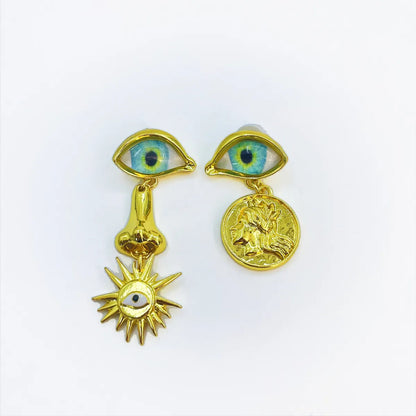 1 Pair Retro Devil'S Eye Alloy Drop Earrings