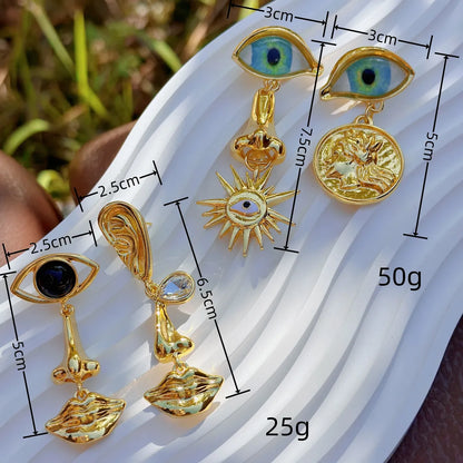 1 Pair Retro Devil'S Eye Alloy Drop Earrings