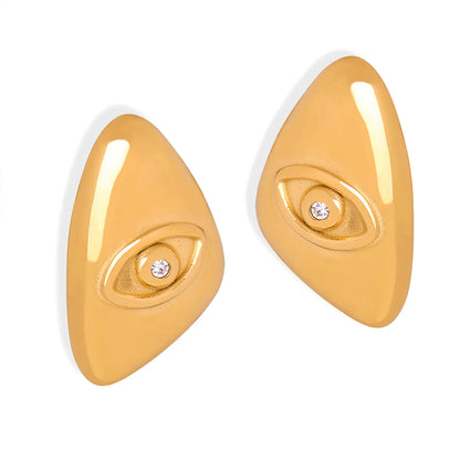 1 Pair Retro Devil's Eye Plating Inlay Titanium Steel Artificial Diamond 18k Gold Plated Ear Studs