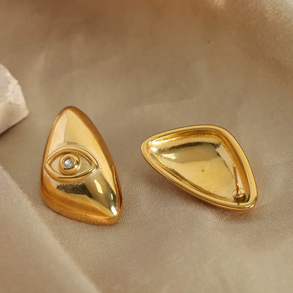 1 Pair Retro Devil's Eye Plating Inlay Titanium Steel Artificial Diamond 18k Gold Plated Ear Studs