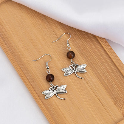 1 Pair Retro Dragonfly Alloy Turquoise Ear Hook