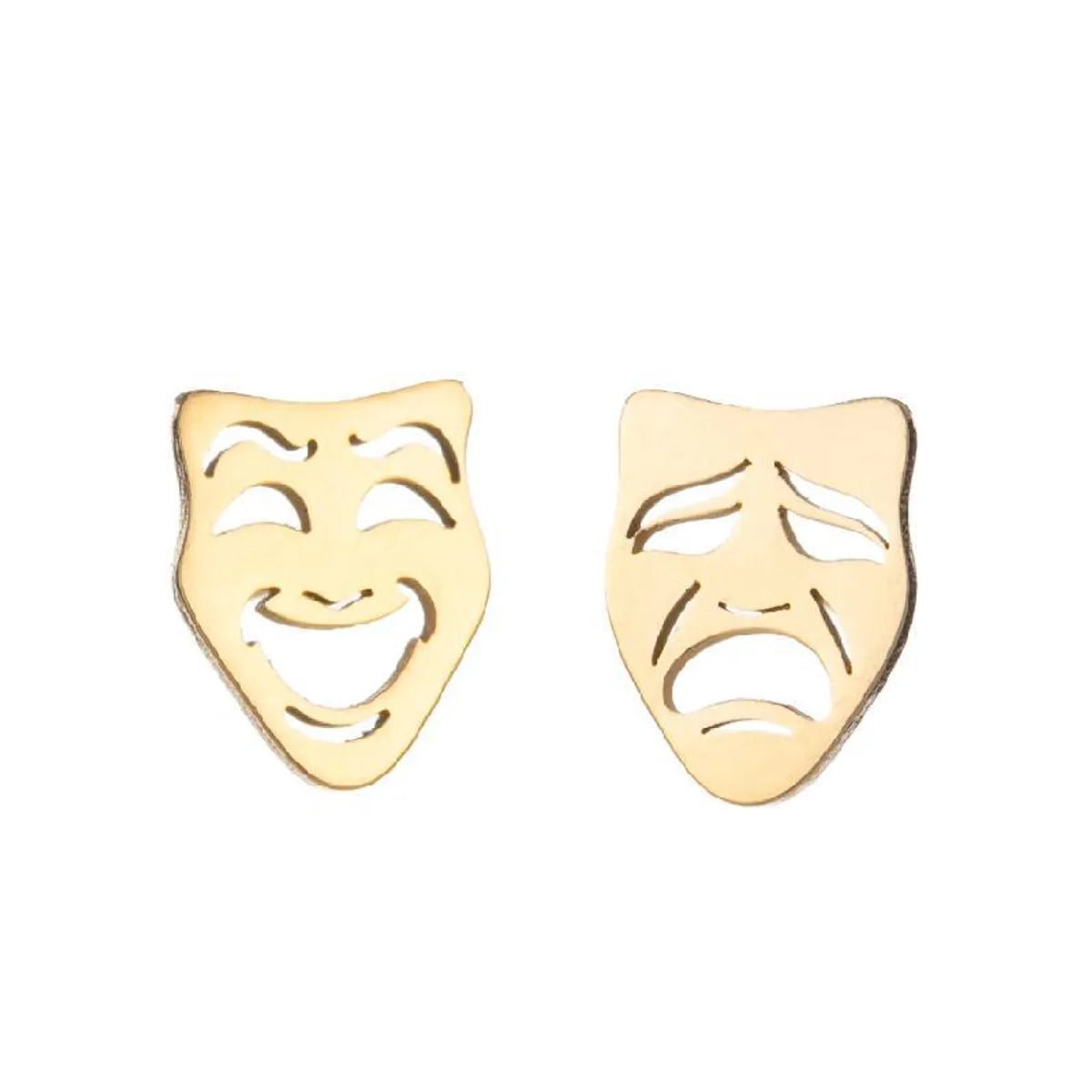 1 Pair Retro Emoji Face Titanium Steel Ear Studs