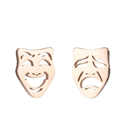 1 Pair Retro Emoji Face Titanium Steel Ear Studs