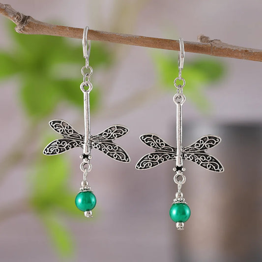 1 Pair Retro Ethnic Style Dragonfly Zinc Alloy Drop Earrings