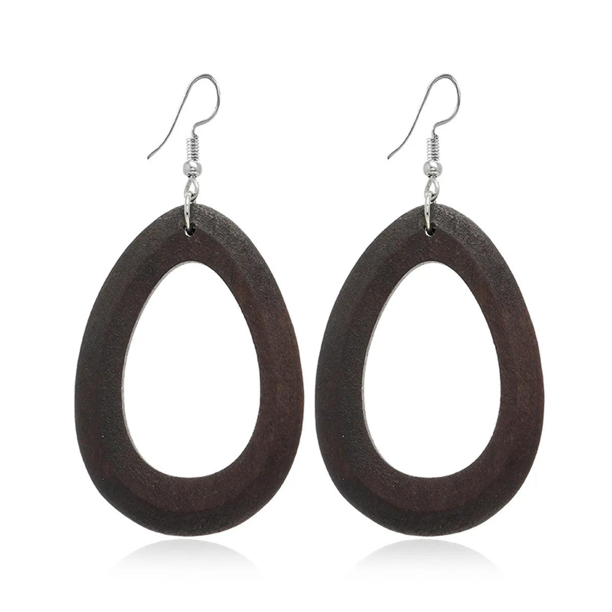 1 Pair Retro Ethnic Style Geometric Circle Tree Wood Drop Earrings