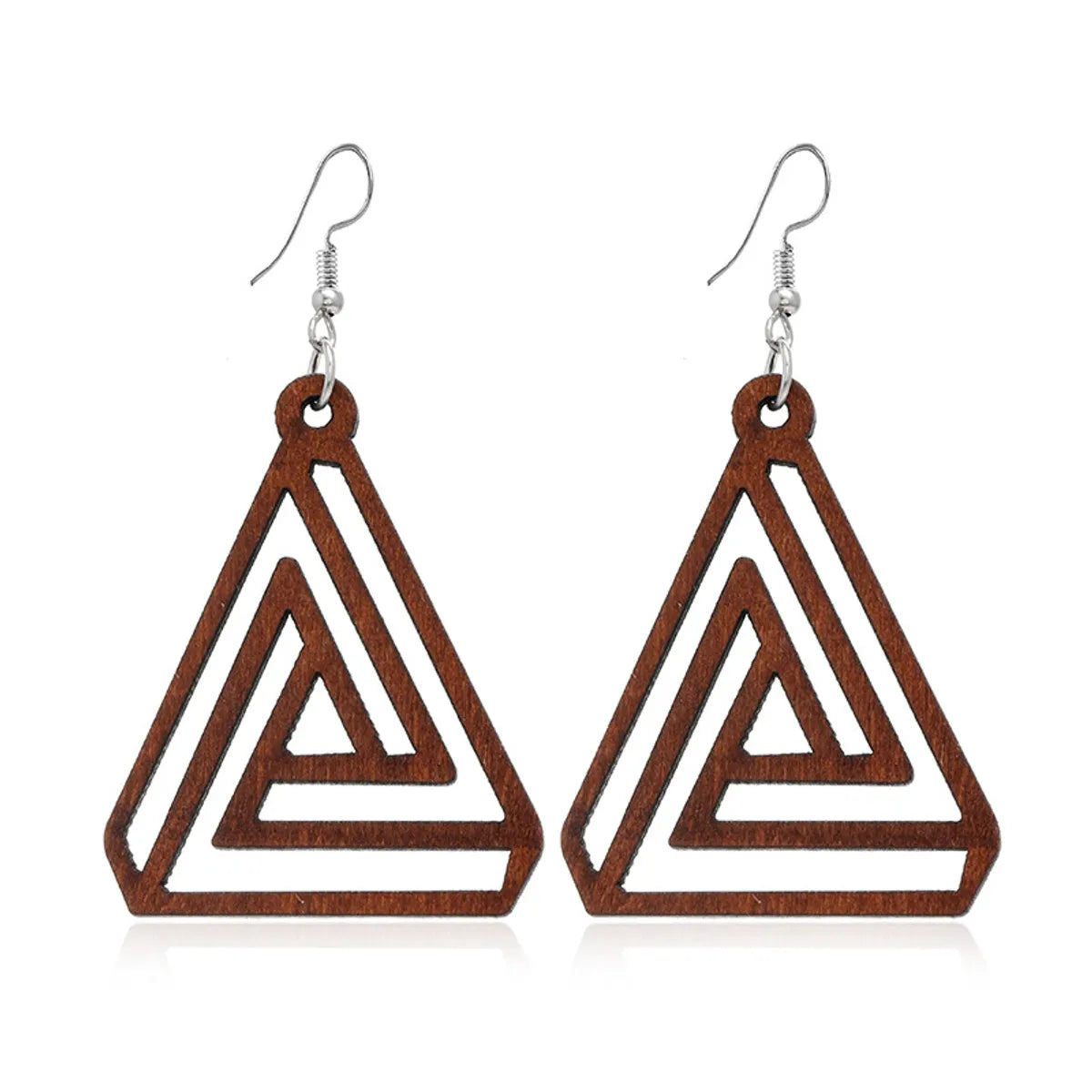 1 Pair Retro Ethnic Style Geometric Circle Tree Wood Drop Earrings