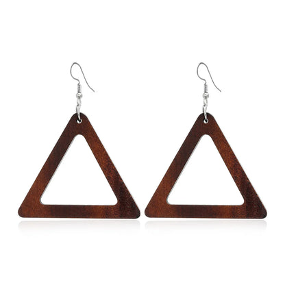 1 Pair Retro Ethnic Style Geometric Circle Tree Wood Drop Earrings