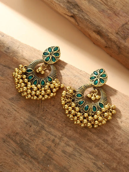 1 Pair Retro Ethnic Style Geometric Plating Inlay Alloy Rhinestones Drop Earrings