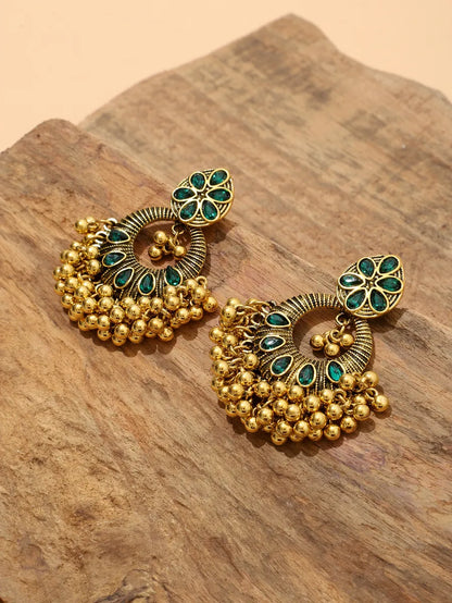 1 Pair Retro Ethnic Style Geometric Plating Inlay Alloy Rhinestones Drop Earrings