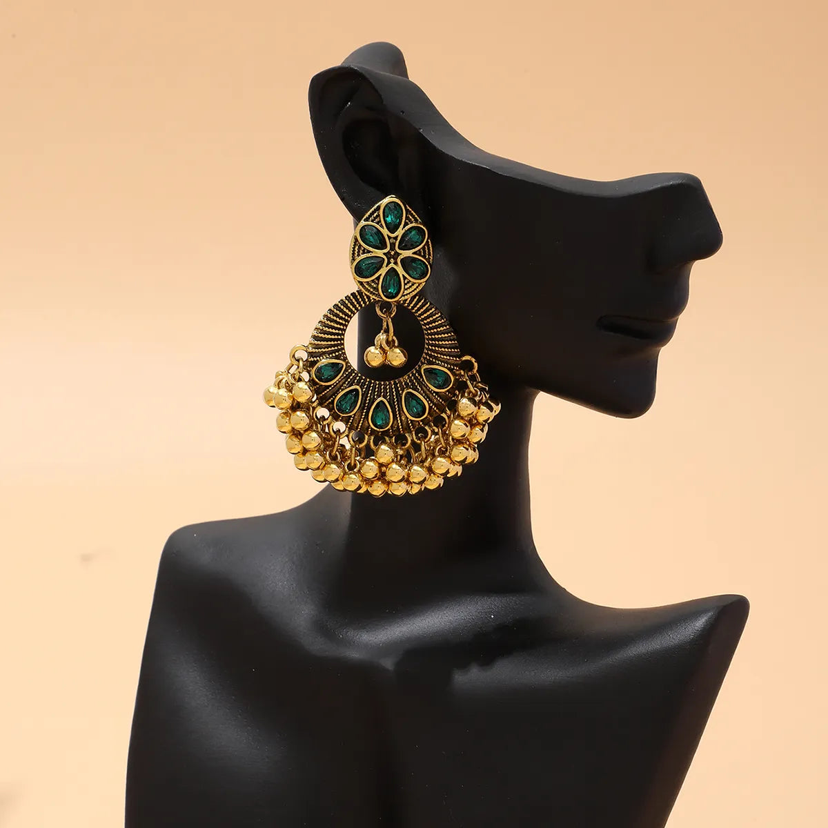 1 Pair Retro Ethnic Style Geometric Plating Inlay Alloy Rhinestones Drop Earrings