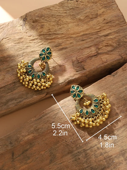 1 Pair Retro Ethnic Style Geometric Plating Inlay Alloy Rhinestones Drop Earrings