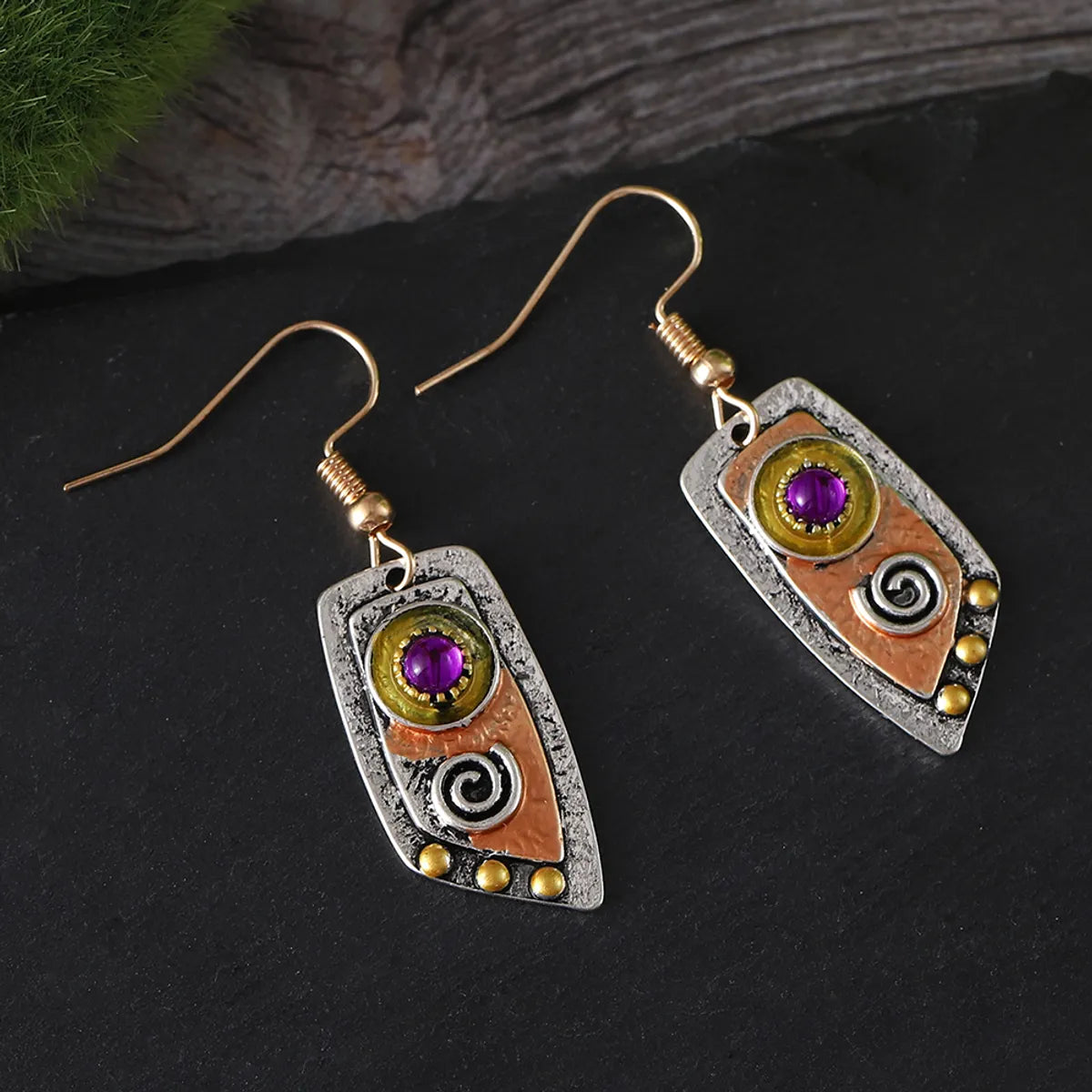 1 Pair Retro Ethnic Style Geometric Zinc Alloy Drop Earrings