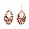 1 Pair Retro Ethnic Style Leaf Pu Leather Gold Plated Drop Earrings