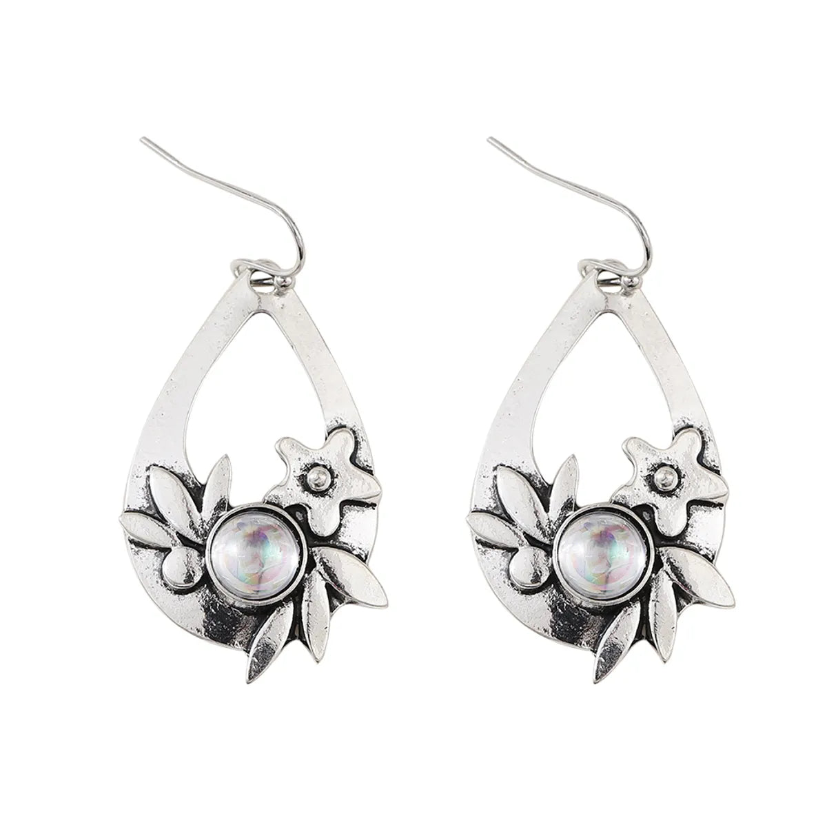 1 Pair Retro Ethnic Style Round Inlay Zinc Alloy Rhinestones Drop Earrings