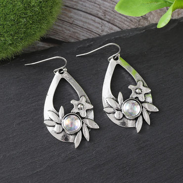 1 Pair Retro Ethnic Style Round Inlay Zinc Alloy Rhinestones Drop Earrings