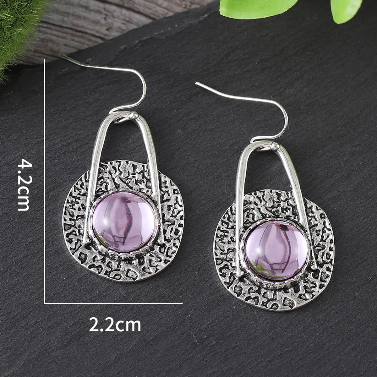 1 Pair Retro Ethnic Style Round Inlay Zinc Alloy Rhinestones Drop Earrings