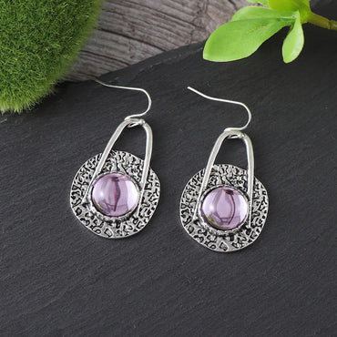 1 Pair Retro Ethnic Style Round Inlay Zinc Alloy Rhinestones Drop Earrings