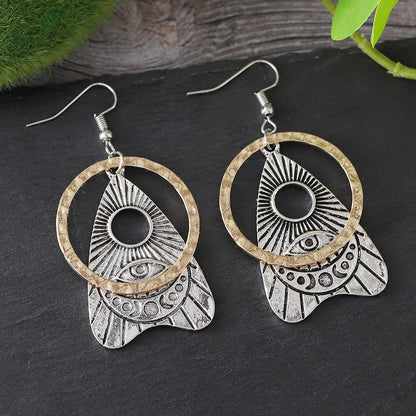 1 Pair Retro Ethnic Style Solid Color Hollow Out Zinc Alloy Drop Earrings