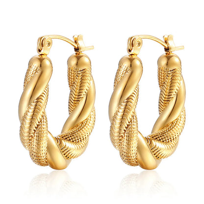 1 Pair Retro Ethnic Style Twist Plating 304 Stainless Steel 18K Gold Plated Earrings