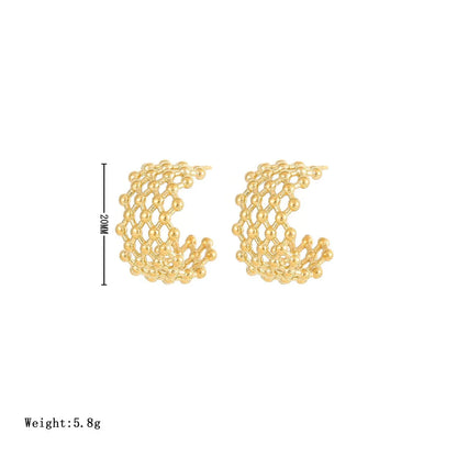 1 Pair Retro Exaggerated C Shape Plating Stainless Steel White Gold Plated Gold Plated Ear Studs