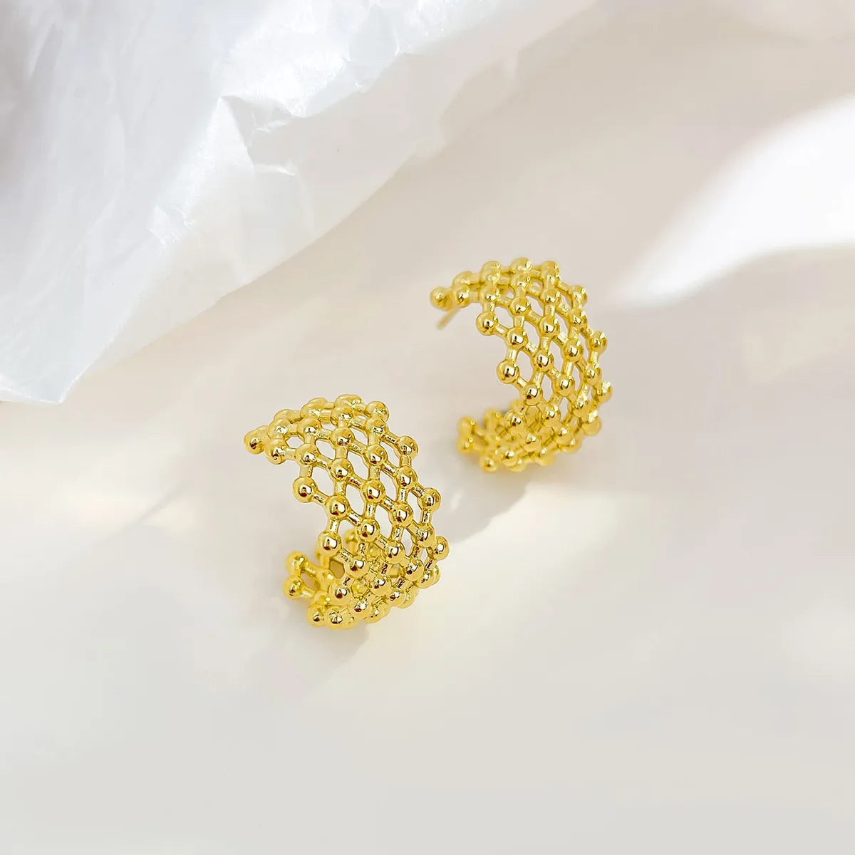 1 Pair Retro Exaggerated C Shape Plating Stainless Steel White Gold Plated Gold Plated Ear Studs