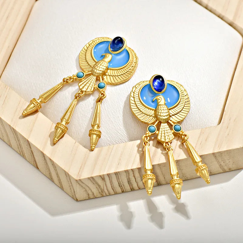 1 Pair Retro Exaggerated Eagle Enamel Alloy Drop Earrings