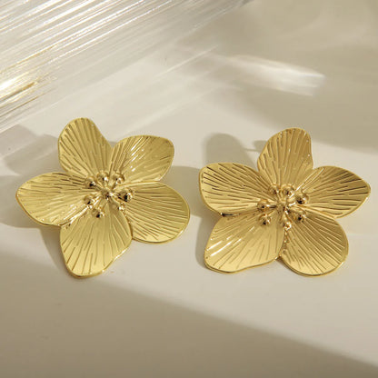 1 Pair Retro Exaggerated Flower Butterfly Plating 304 Stainless Steel 18K Gold Plated Drop Earrings