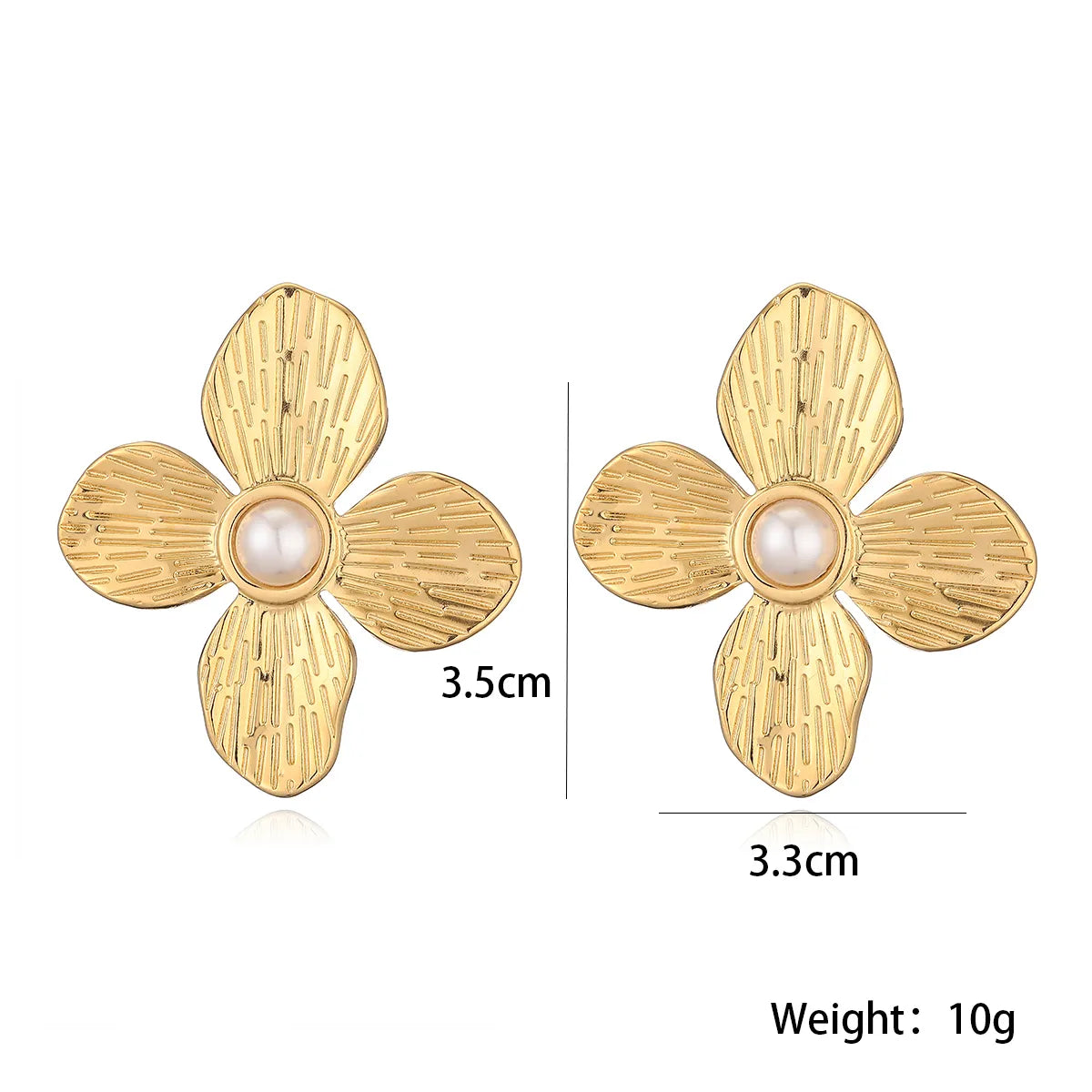 1 Pair Retro Exaggerated Flower Inlay 304 Stainless Steel Pearl Ear Studs