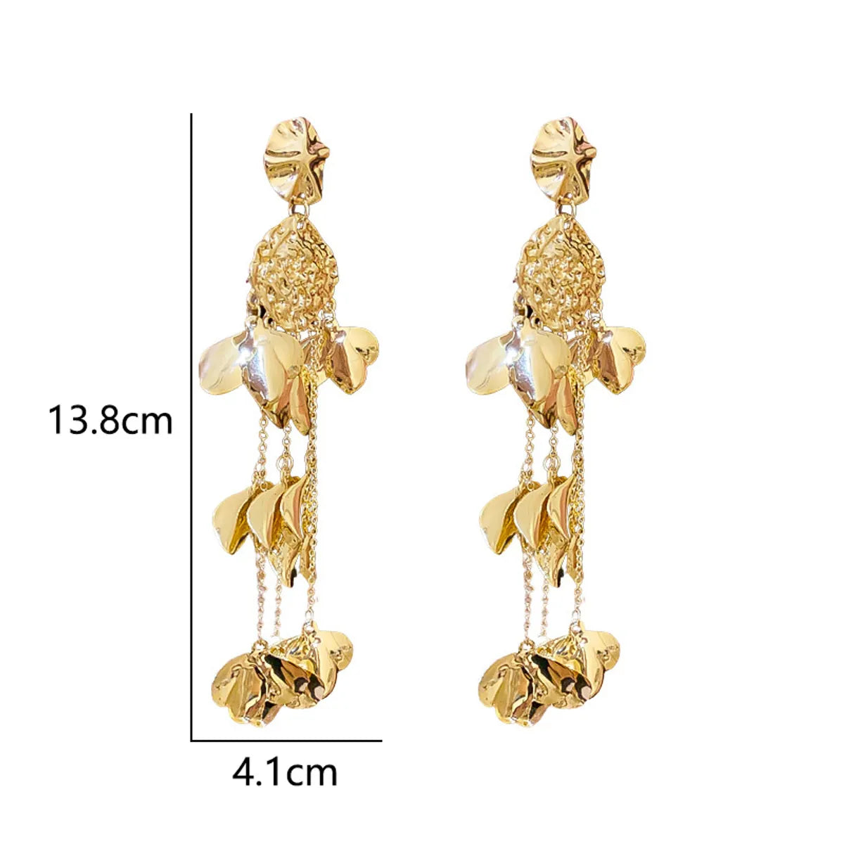 1 Pair Retro Exaggerated Flower Tassel Alloy Drop Earrings