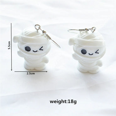 1 Pair Retro Exaggerated Funny Halloween Pattern Alloy Resin Drop Earrings