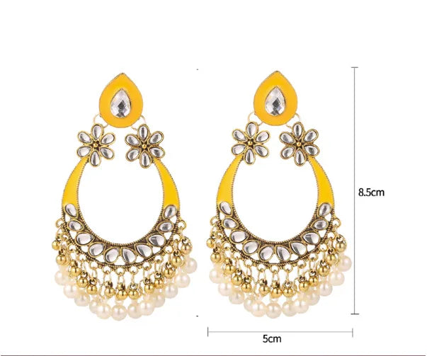 1 Pair Retro Exaggerated Geometric Plating Inlay Alloy Artificial Pearls Rhinestones Drop Earrings