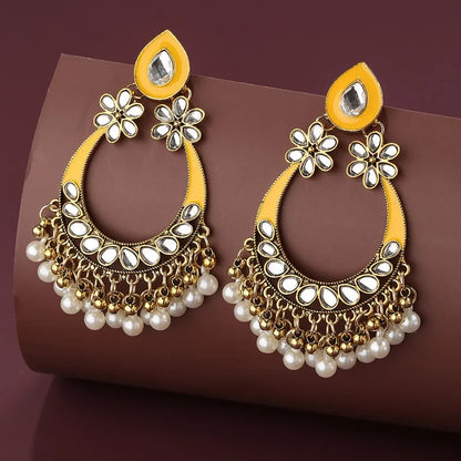 1 Pair Retro Exaggerated Geometric Plating Inlay Alloy Artificial Pearls Rhinestones Drop Earrings