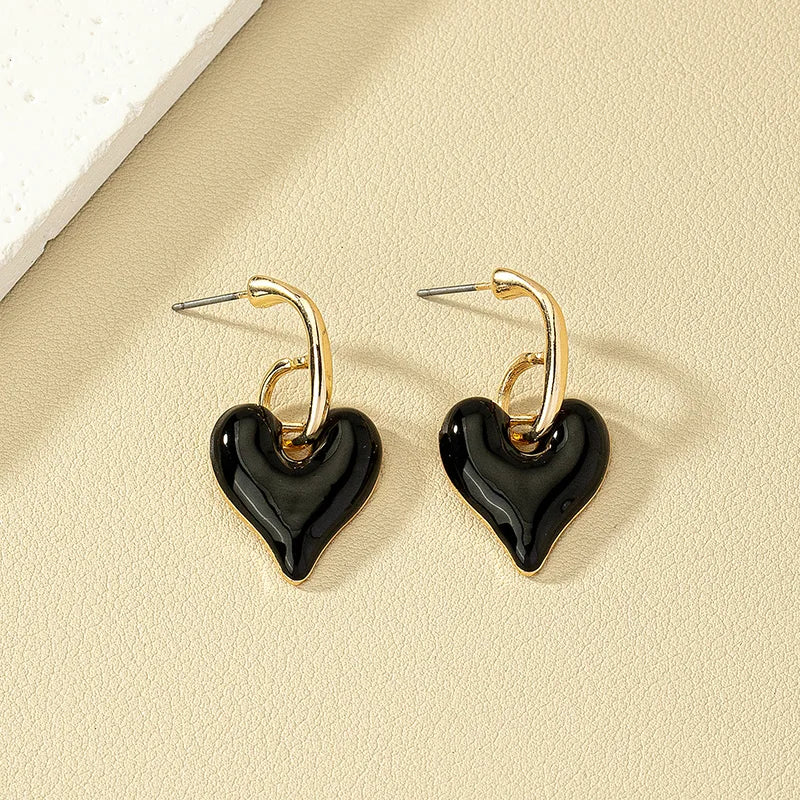 1 Pair Retro Exaggerated Heart Shape Plating Alloy Drop Earrings